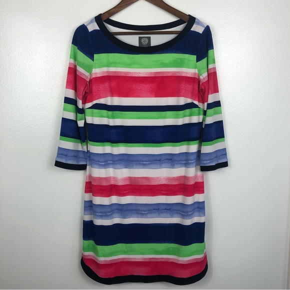 Vince Camuto Water Color Striped Dress Size 12 - Picture 1 of 7